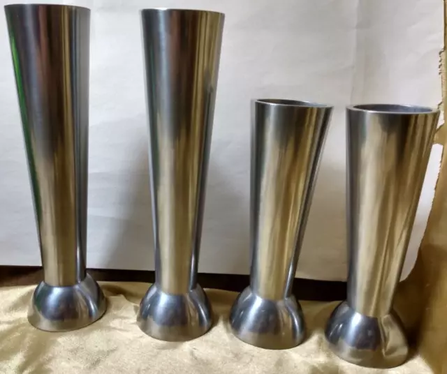 4 Vintage Double ends Tapered Silver Tone Candlesticks/ Candle Holders, 8" & 6"
