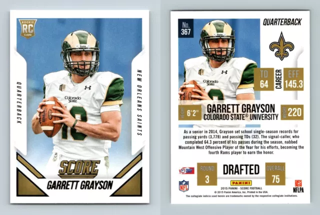 Garrett Grayson - Saints #367 Score NFL 2015 Panini Rookie Trading Card