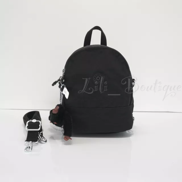 NWT Kipling KI4063 Ives Mini Convertible Backpack Crosbody Polyamide Black Tonal