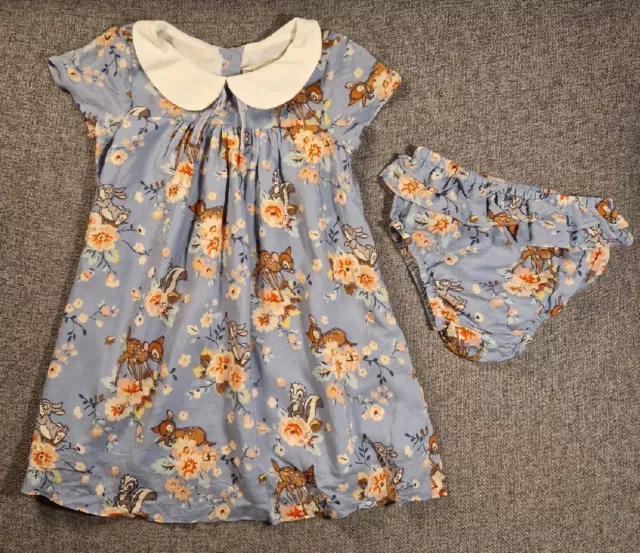 Disney Baby Girl Bambi dress & bloomers 6-12 months 6-9 9-12 Cath Kids (D62)