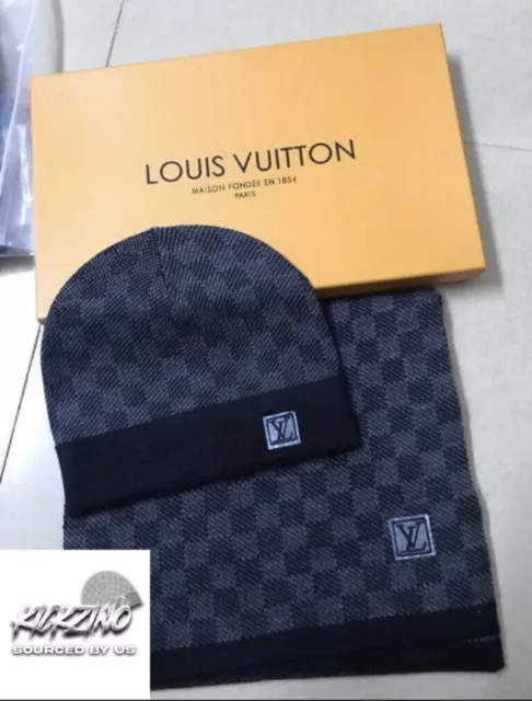 LOUIS VUITTON PETIT Damier Hat And Scarf Black (LV BEANIE AND SCARF)  £250.00 - PicClick UK