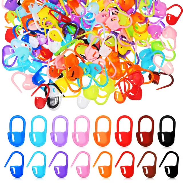 200 Knitting Stitch Rings Crochet Markers Safety Pins Locking Ring