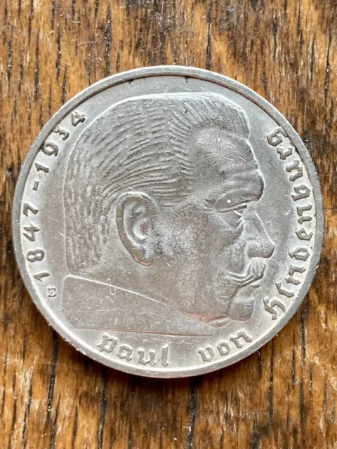 2 Reichsmark # E # 1937 # Paul von Hindenburg # 8 g # Silber # Deutsches Reich