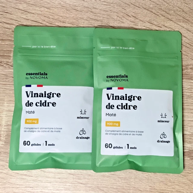 Gélules Coupe-faim NOVOMA Vinaigre De Cidre + Maté - Lot De 2 X 60 Gél, Date 09/27