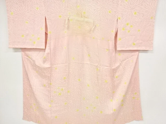 6849107: Japanese Kimono / Antique Hitoe Juban / Shibori / Mon Kinsha / Flower
