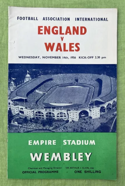 Football Programme - England v Wales - FA International - 14th November 1956