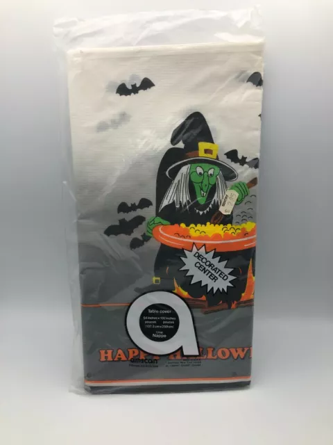 Mantel de papel vintage de Halloween para caldero brujo murciélagos 54"" x 102"" cubierta de mesa S6