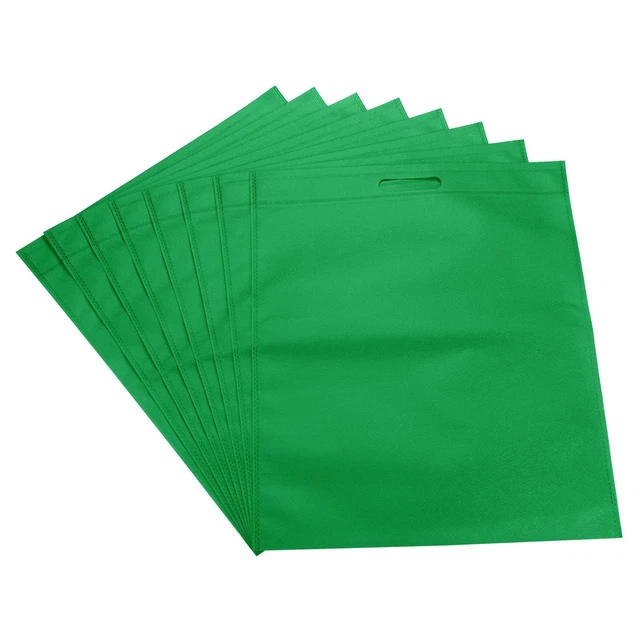 No Tejidas Tela Bolsas 10 Paquete Reutilizable Bolsas de Compras con Asas, Verde