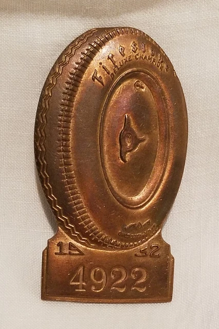 1952 Indianapolis 500 Indy FIRESTONE Bronze Pit Pass Badge Pin 4922 Ruttman Old