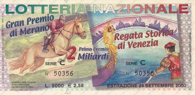 2000 Regata Storica Gran Premio Merano LOTTERIA Nazionale Venezia biglietto
