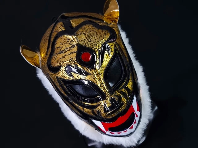 Nincee Masque Japonais D'halloween, Masque De Cosplay De Tigre De Masque Effrayant De Crâne Blanc En Résine Demi-Visage, Costume De Masque Décoratif Halloween Nouveauté Masque D'horreur