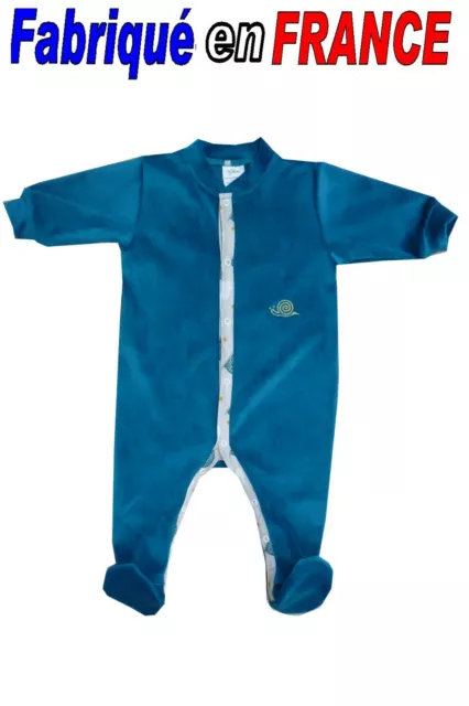 Pyjama velours de 1 mois à 2 ans NEUF Ref.bleu canard