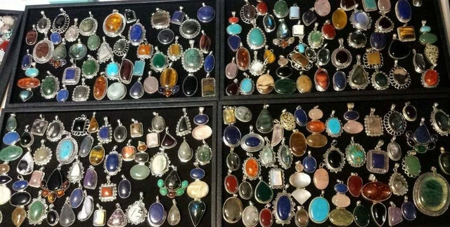 Turquosie & Mix Stone Pendant Wholesale Lots 925 Sterling Silver Plated Jewelry