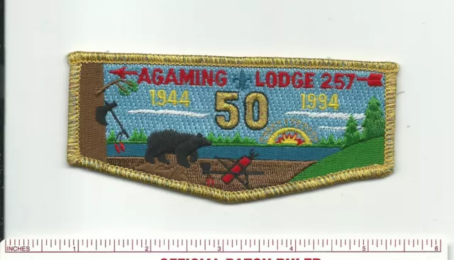 Scout Bsa 1994 Agaming Oa Lodge 257 S13 50Th Anniversary Flap Merged Mn Wi Patch