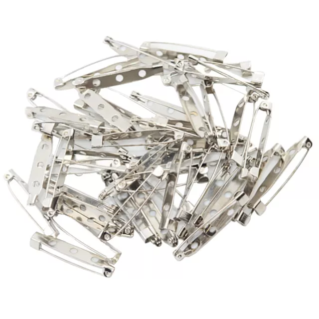 50 Stück Silber 3,5 cm Brosche Base Back Bar Pins Verschluss für DIY Crafts