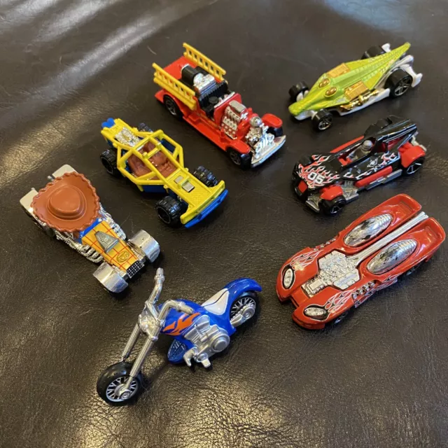 Lot of 7 Hot Wheels Maisto Toy Story Woody Croc Rod Cars Firetruck Motorcycle