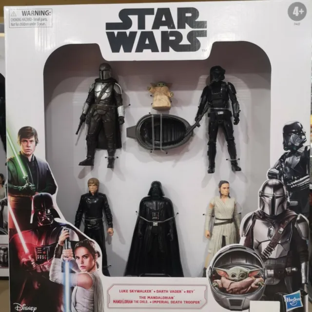 Star Wars Action Figure Set of 6 Luke Skywalker, Darth Vader, Grogu 14cm Tall