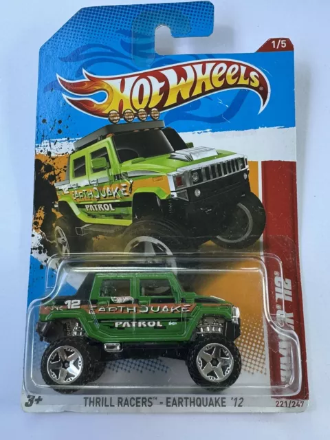 Hot Wheels 2012 Thrill Racers Earthquake Green Hummer H2 #221 A7