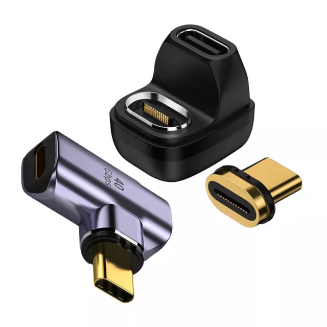 Adaptador magnético CY USB C, USB4 tipo C 100W datos de alimentación 8K adaptador de video 90 grados 3