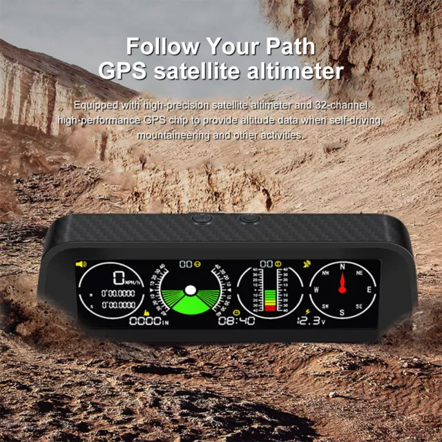 Car GPS HUD Speedometer Inclinometer Tilt Pitch Angle Compass Overspeed Alarm 3