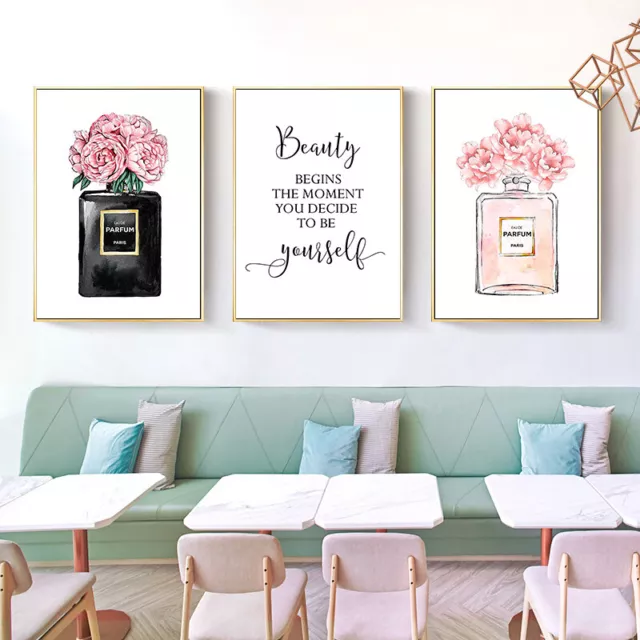 Home Hanging Decor Print Paper Canvas Wall Art Fashion Perfume 3 sets Poster