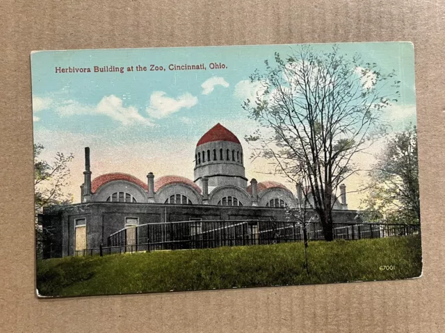 Postcard Cincinnati OH Ohio Zoo Zoological Gardens Herbivora Building Vintage PC
