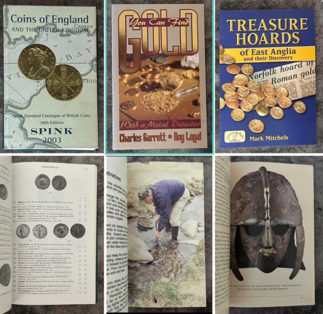 3x Metal Detecting Books Spinks Coins Treasure Hoards Finding Gold Garrett