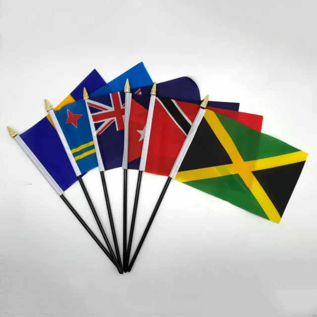 CARIBBEAN Hand Table Flags ALL COUNTRIES Without Base Country Display Islands UK