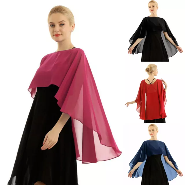 Wedding Women Chiffon Shrug Bolero Shawls Bridal Cardigan High Low Wrap Cover