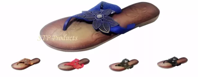 Women's Flip Flops Thong Slip On Casual Flower Decoration Sandals Shoes