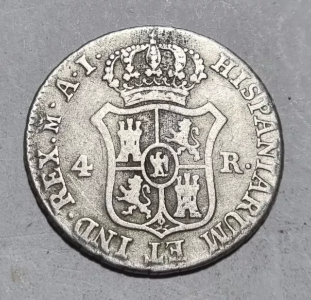 4 REALES 1809 A.I MADRID MONEDA DE PLATA RARA NAPOLEON RARA 5.65g MBC 4R RARO