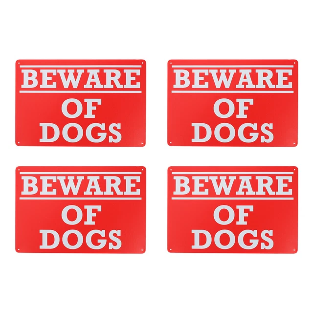 4 piezas vintage precaución de perros signos metal precaución perro signos exterior