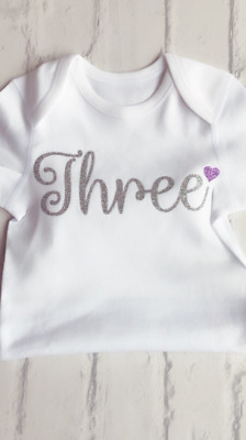 Bambine TERZO 3rd Compleanno tre Vestito Gonna Tutu T-Shirt/Canotta Lilla Argento 2