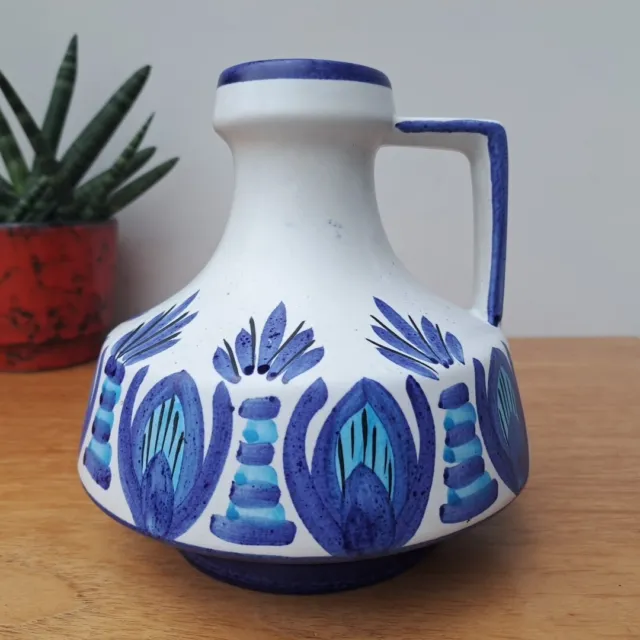 Vintage Retro 60s 70s West German Pottery Vase Jug Handle Scheurich 863 19