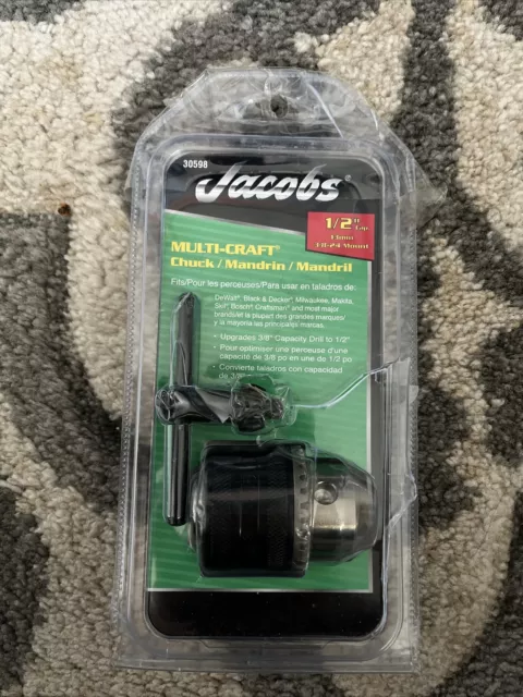 Jacobs 30598 1/2"X3/8"-24 Multi-Craft Drill Chuck w/KEY 3/8 to 1/2 conversion