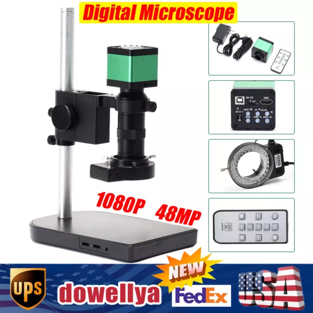 1080P 60fps 48MP HDMI USB Video Digital Industrial Microscope Camera 100X Lens