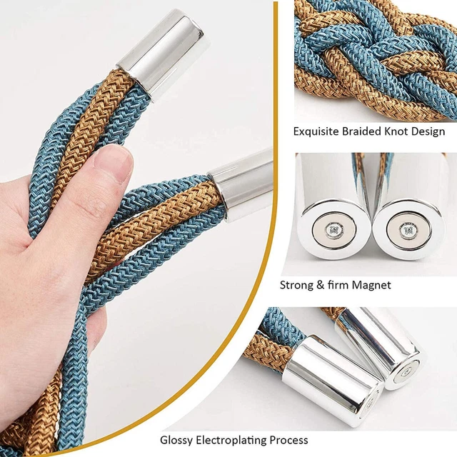 Beautiful Weave Rope Knot Curtain Holdbacks Tiebacks Blue and Bronze pack of 1 3