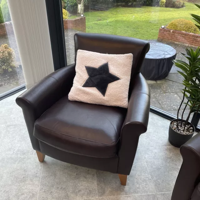 M&S Genuine Leather Brown Sherlock Chair (1 of 2)