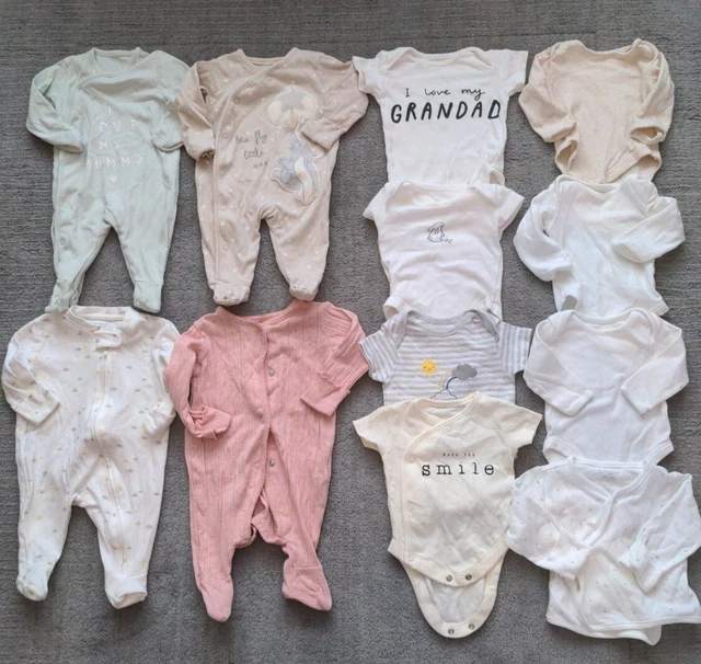 Massiccio pacchetto bambine 0-3 mesi vestiti pigiama pigiama buonanotte e gilet