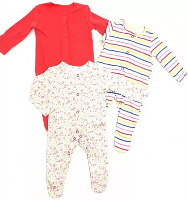 Baby/Kleinkind Mädchen 3er-Pack Schlafanzüge/Baby wächst in Größen Neugeborene - 2 Jahre 3