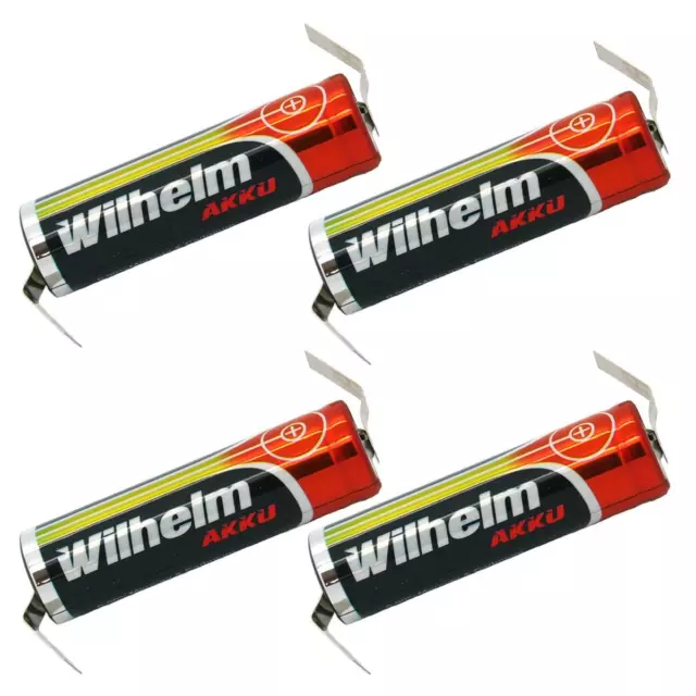 4 x Lithium Ionen Akku Wilhelm 3,7 V LÖTFAHNE Z Form 800 mAh Typ 14500 Li Ion AA