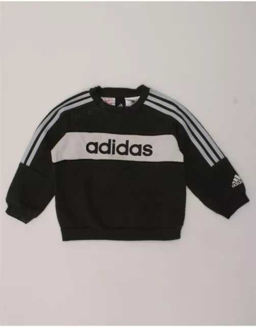 ADIDAS Baby Boys Graphic Sweatshirt Jumper 9-12 Months Black Cotton AB02