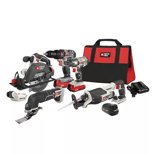 Porter-Cable 20V MAX Cordless Li-Ion 6-Tool Combo Kit PCCK617L6 New