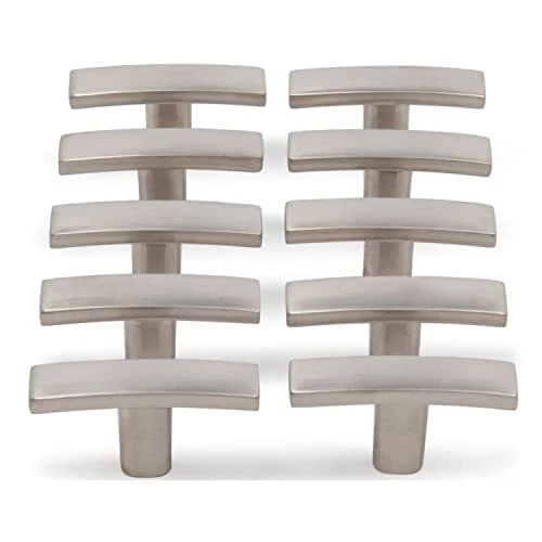 Aviano Modern Curved Subtle Arch Handle Pull (1-3/4", T- Knob, Satin Nickel)