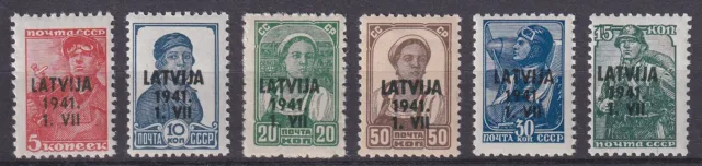 Lettland Deutsche Besetzung 1941 Mi.Nr. 1-6 postfrisch ** MNH Freimarken /2