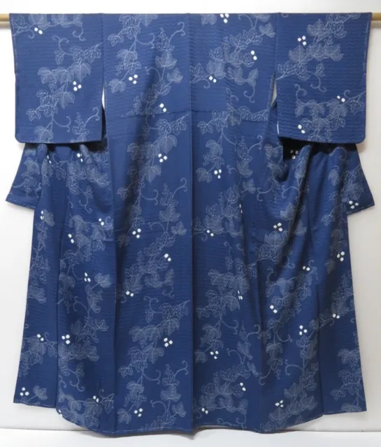 2207T04z970  Japanese Kimono Silk KOMON Grape Navy