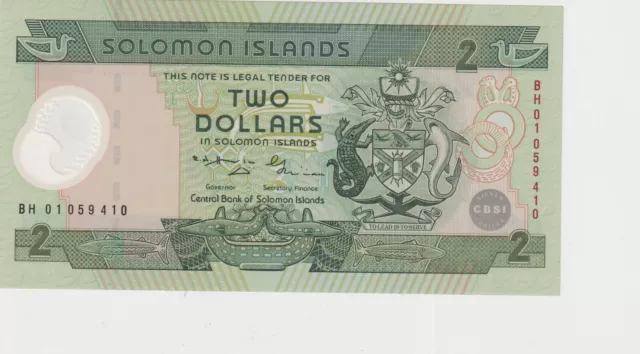 2001 Solomon Islands 2 Dollars Banknote - P# 23 - UNC - # 31784