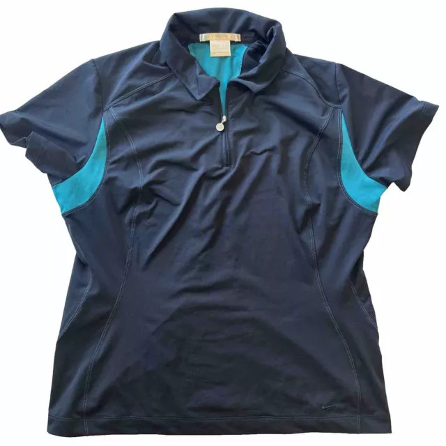 Nike Golf Women’s Polo SzXL Fit Dry Navy/Teal 1/4 Zip Active Shirt Summer/Spring