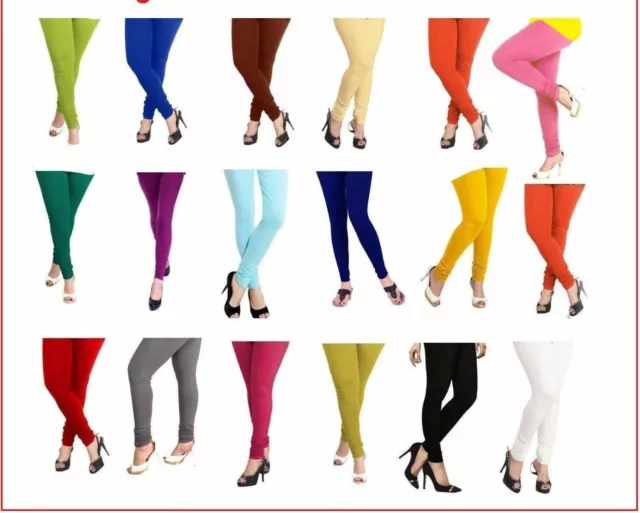 Indian Women Black High Quality Leggings Solid Churidar Free Size