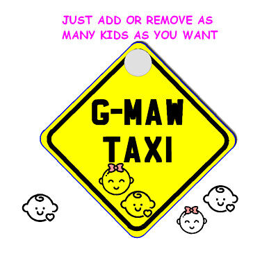Letrero de coche colgante personalizado G' MAWs taxi niño/bebé/adolescente/broma/regalo